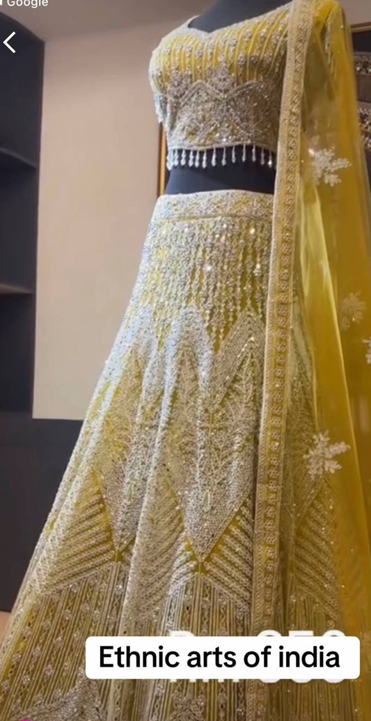 Beautiful designer heavily embroidery mirror work lengha