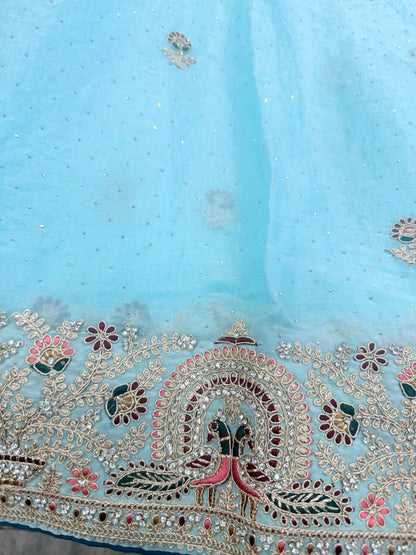 Beautiful designer fully embroidery saree with unstitched embroidery blouse