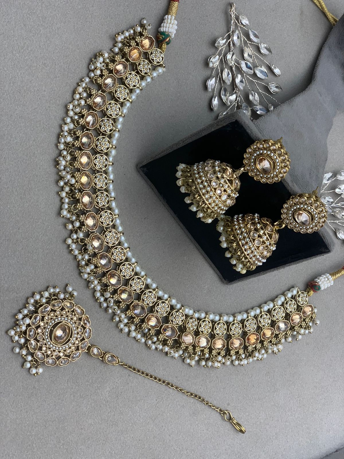 Beautiful designer polki necklace set