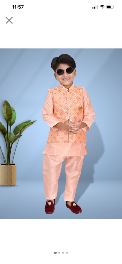 Beautiful designer kurta pyjama jacket for boys