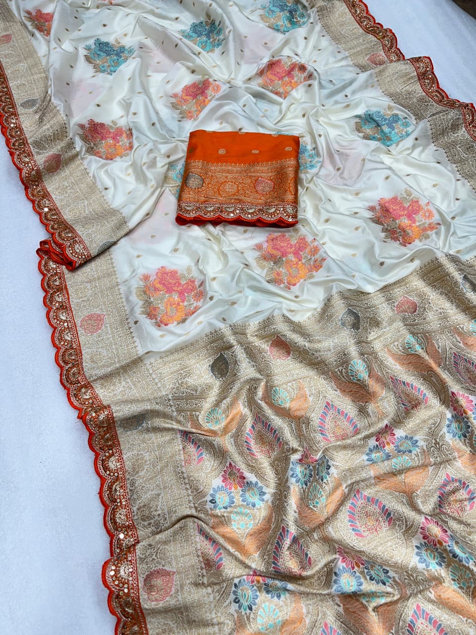 BEAUTIFUL DESIGNER DOLA SILK SAREE