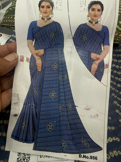 Beautiful designer geogrette bandhani saree
