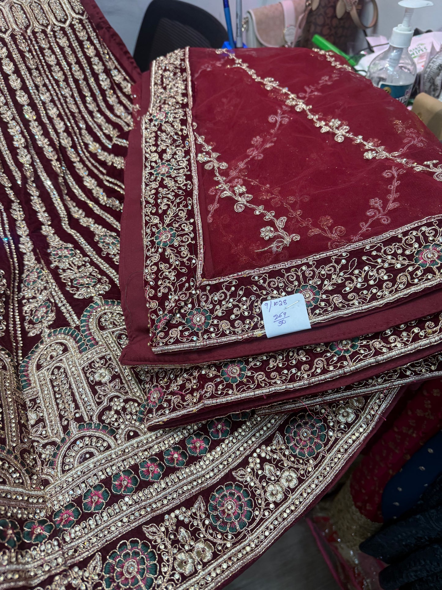 Beautiful designer bridal velvet unstitched lengha