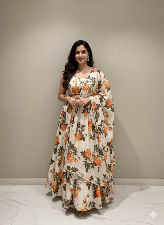 Beautiful designer floral lengha