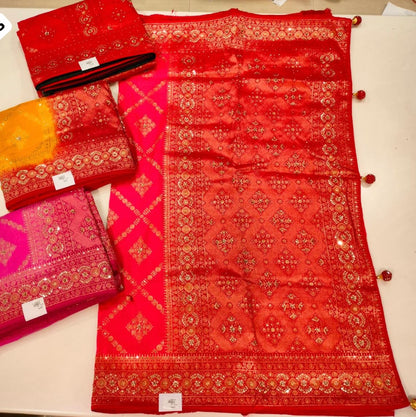 Beautiful designer fully embroidery silk saree