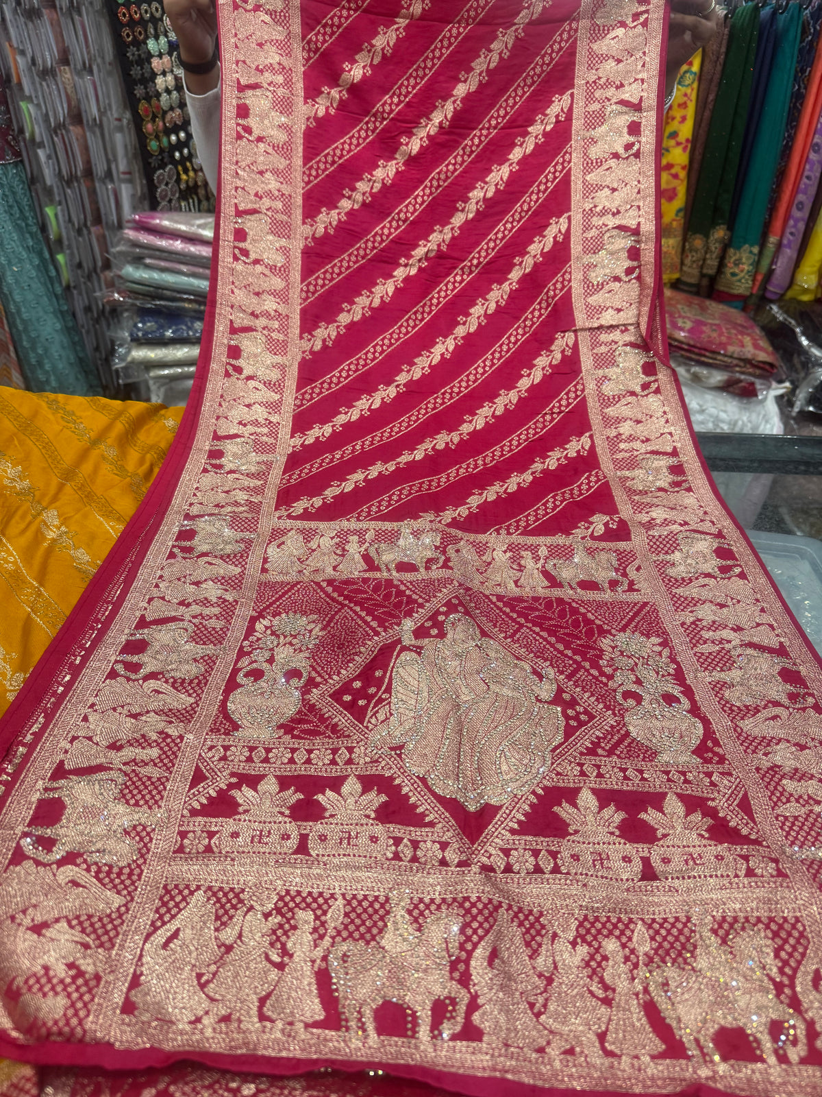 Beautiful designer silk saree with matching silk dupatta