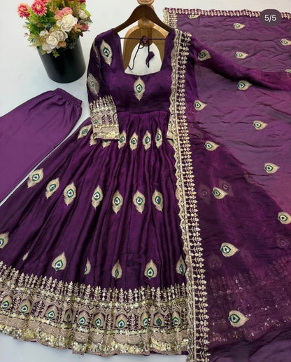 Beautiful designer TRENDING GOWN FENDY SILK WITH FULLY FLAIR
