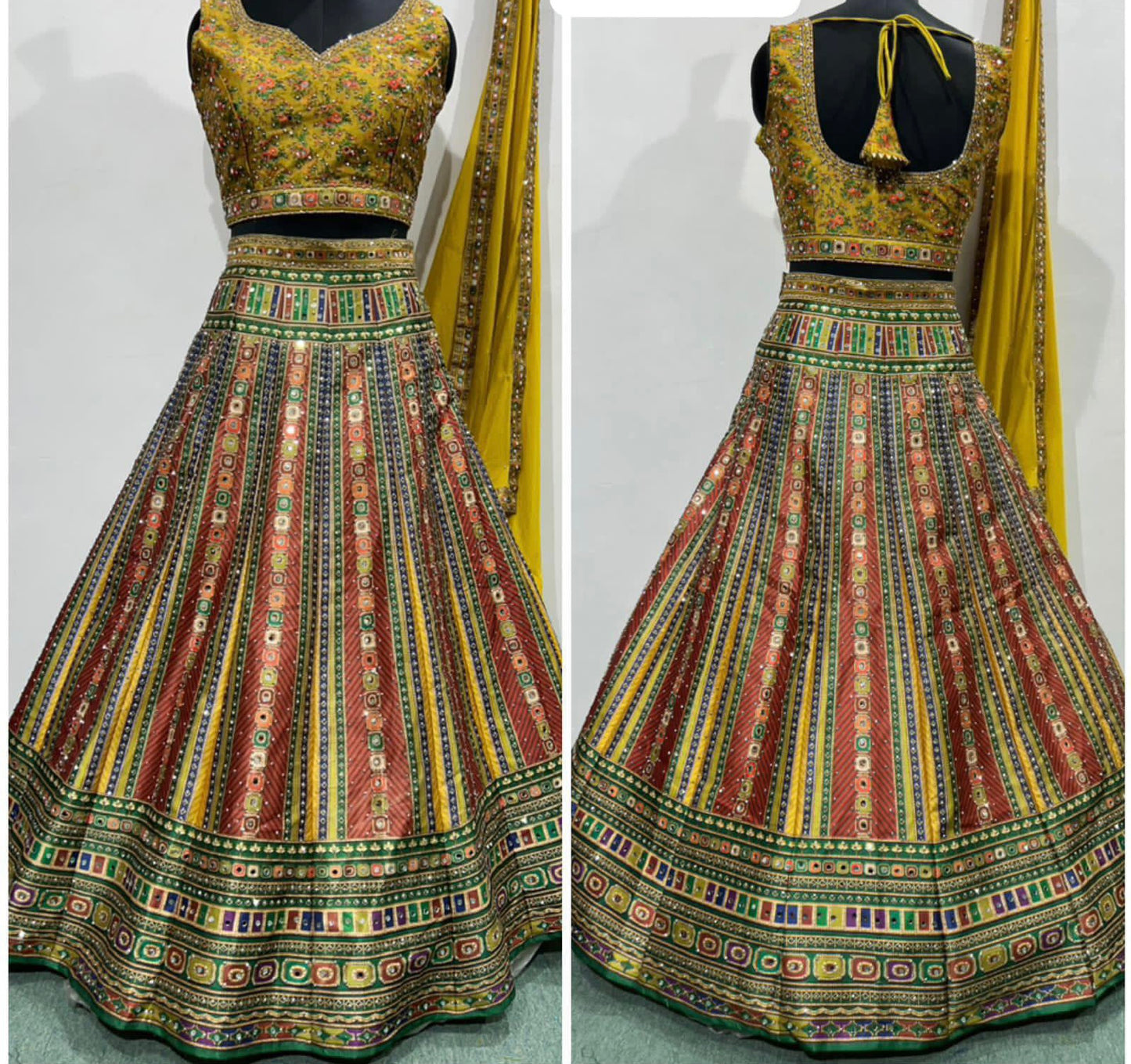 Beautiful designer digital print silk lengha choli