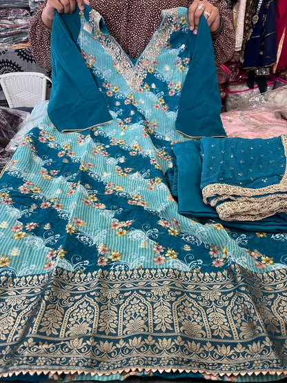 Beautiful designer Pakistani style plazo suit