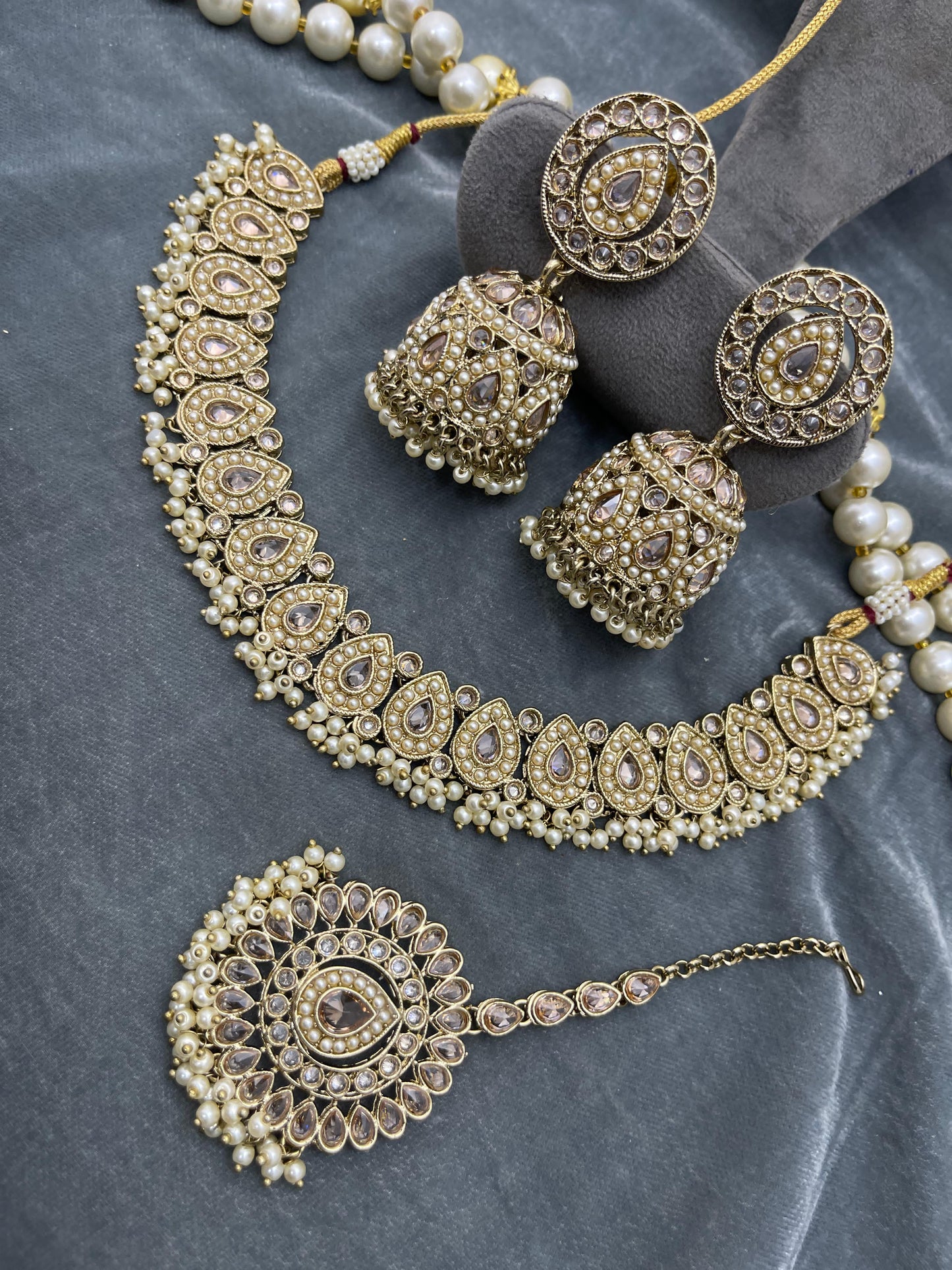 Beautiful designer polki necklace set