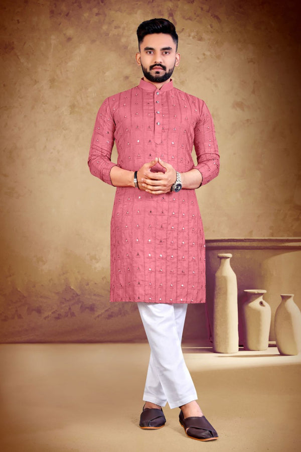 Beautiful designer Heavy Cotton Mirror Work Kurta Set