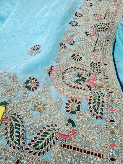 Beautiful designer fully embroidery saree with unstitched embroidery blouse