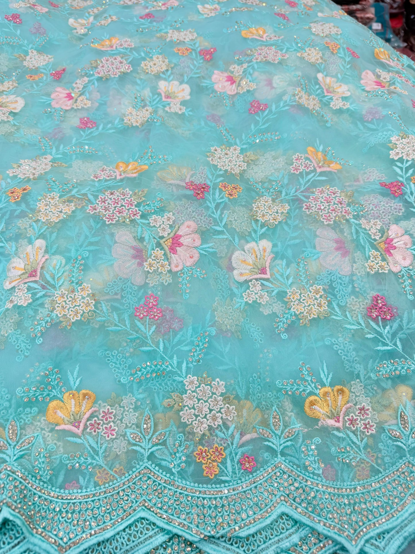 Beautiful designer fully embroidery net saree