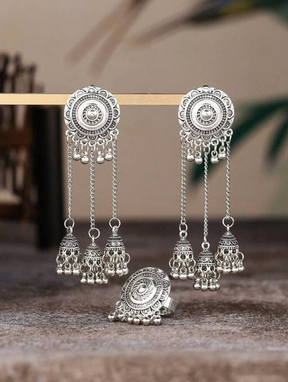 Beautiful designer earrings with ring combo