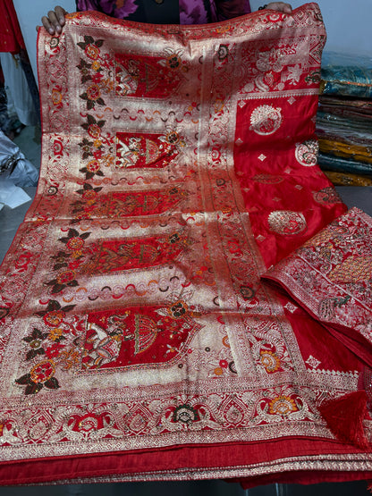 Beautiful designer pure silk saree with matching dupatta