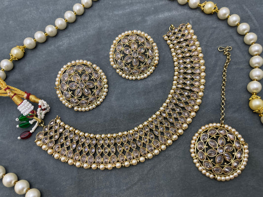 Beautiful designer polki necklace set