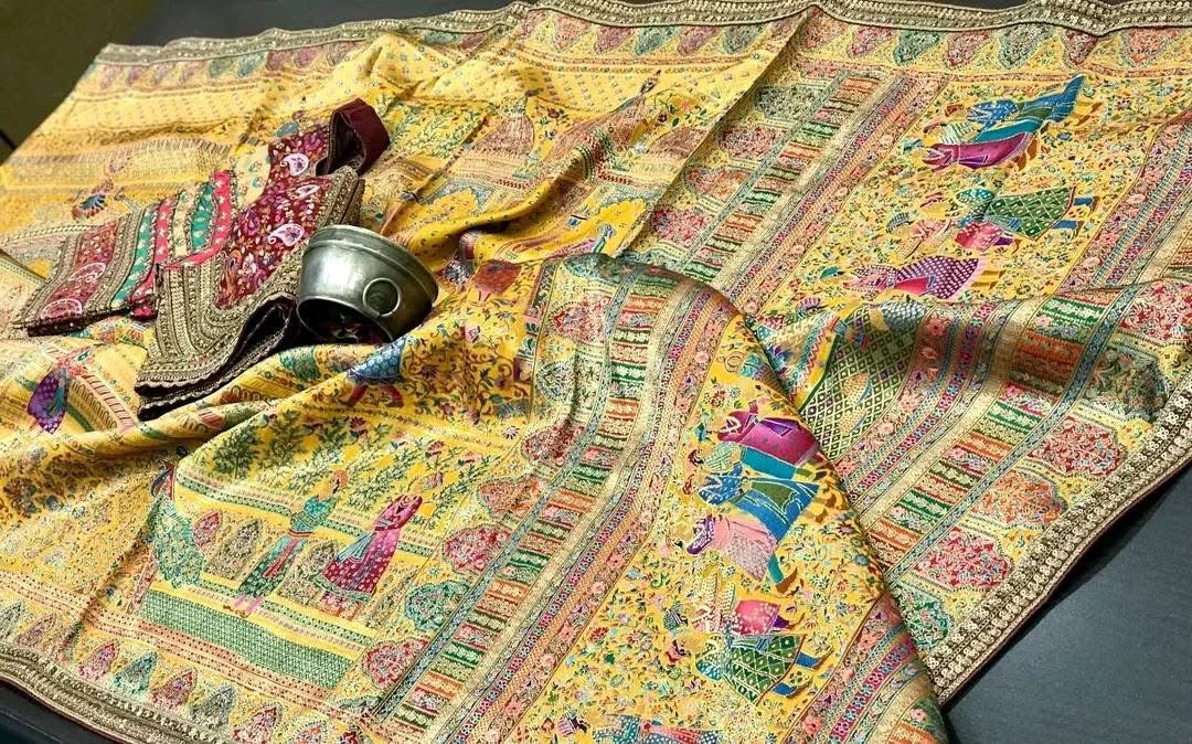 Beautiful designer Pure Kanni Silk Woven Sarees with Ready Blouse and Sabysachi Border