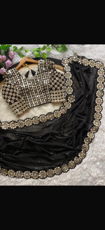 Beautiful designer Designer Mirror Work sarees