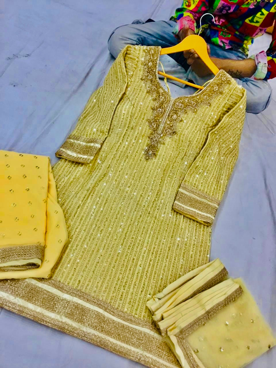 Beautiful designer skirt pant plazo suit