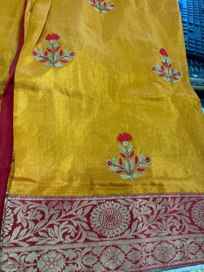 Beautiful designer embroidery silk saree