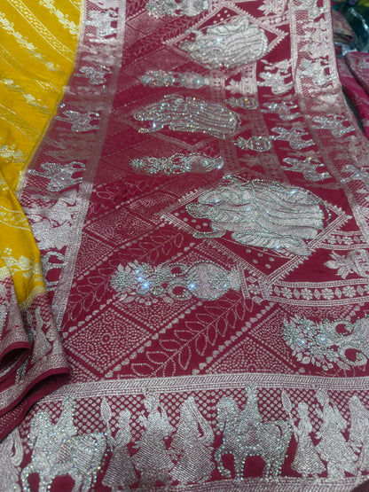 Beautiful designer silk saree with matching silk dupatta