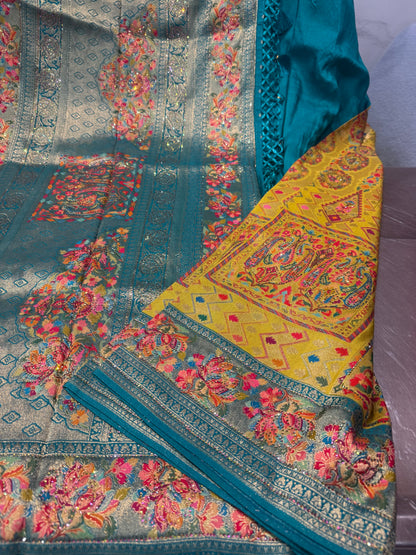 Beautiful designer Pure Kanni Silk Woven Sarees with Sabysachi Border