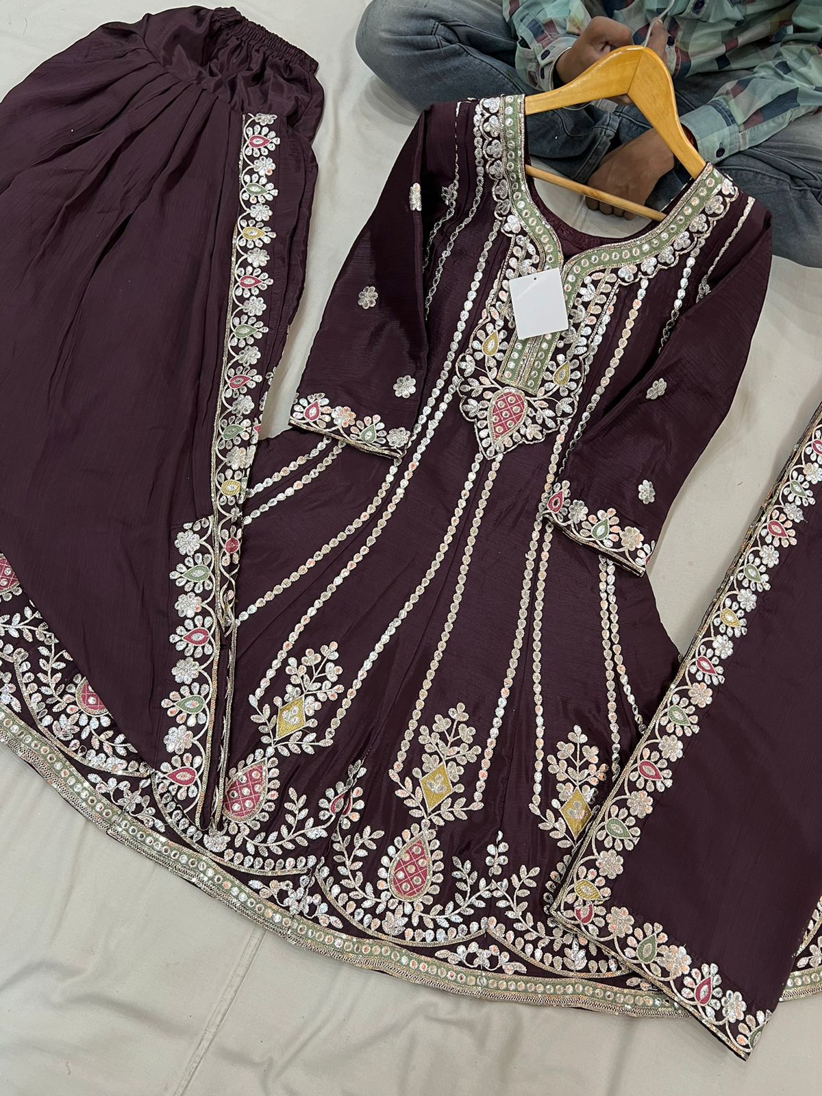 Beautiful designer gottapati work tulip salwar suits