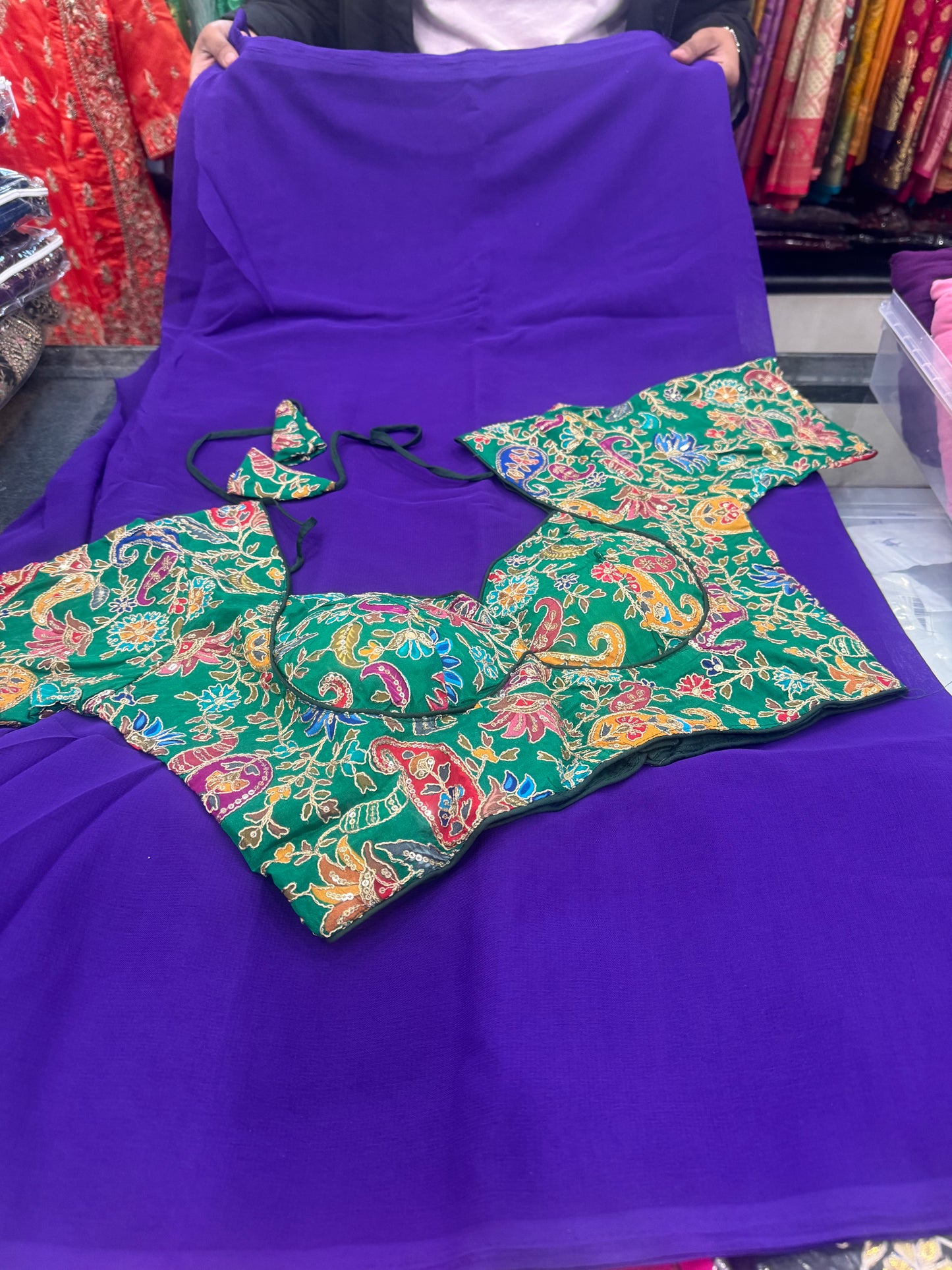 Beautiful designer saree blouse combo