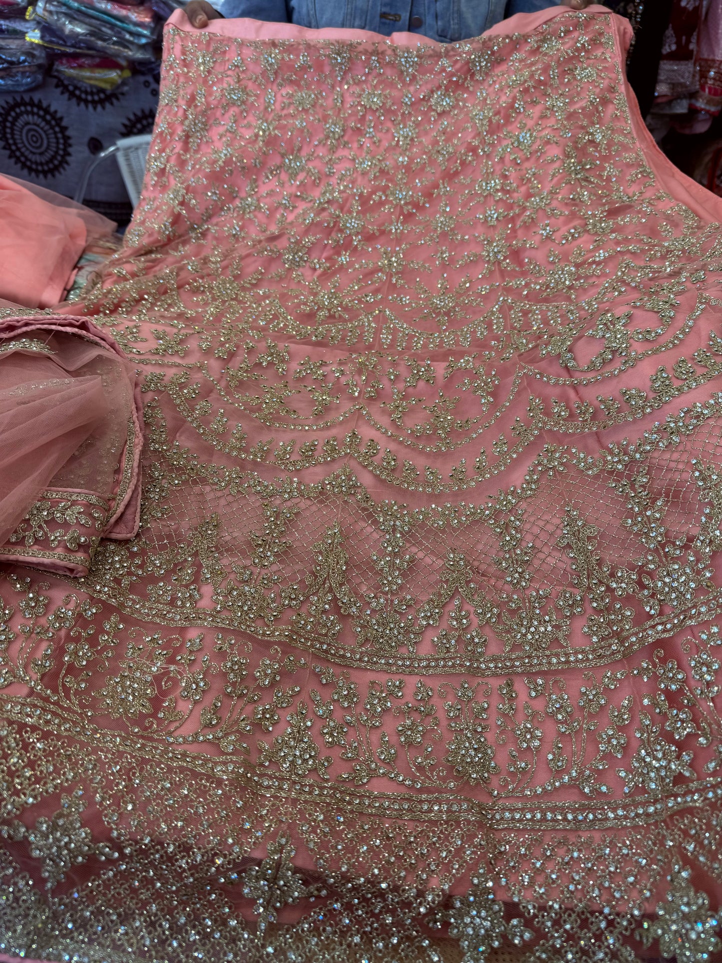 Beautiful designer semi stitch  lengha