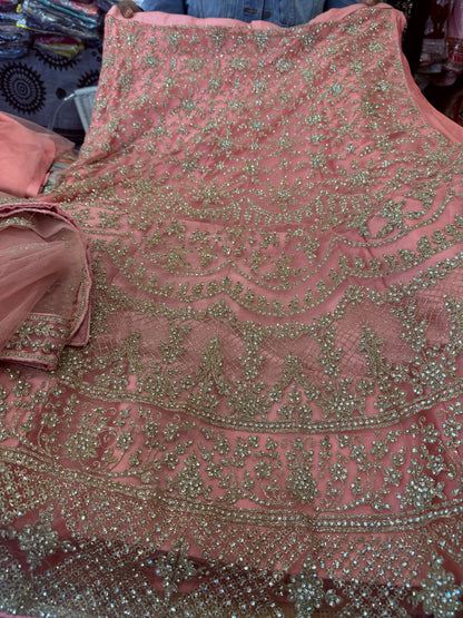 Beautiful designer semi stitch  lengha