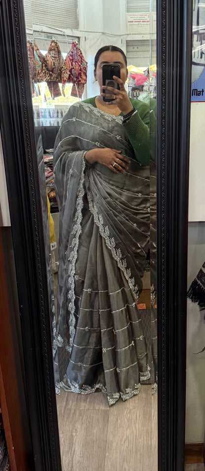 Beautiful designer hand embroidery saree