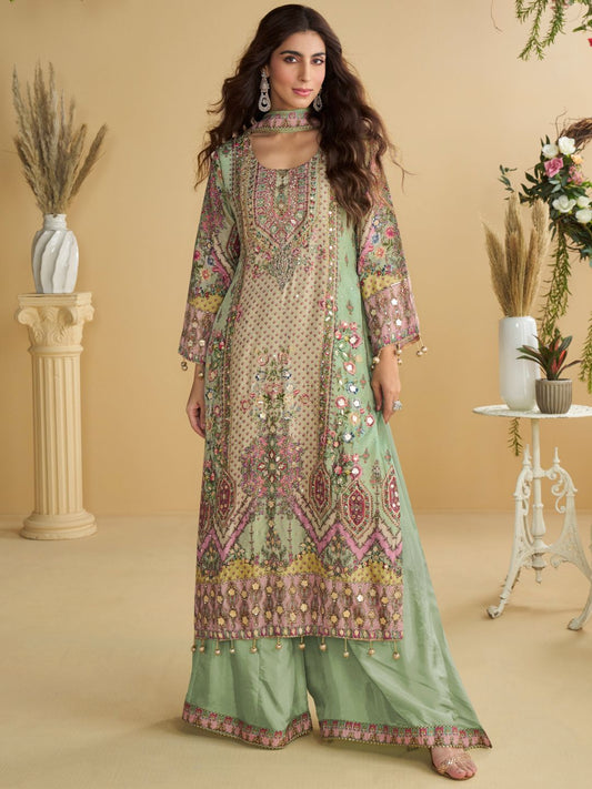 Beautiful designer fully embroidery plazo suit