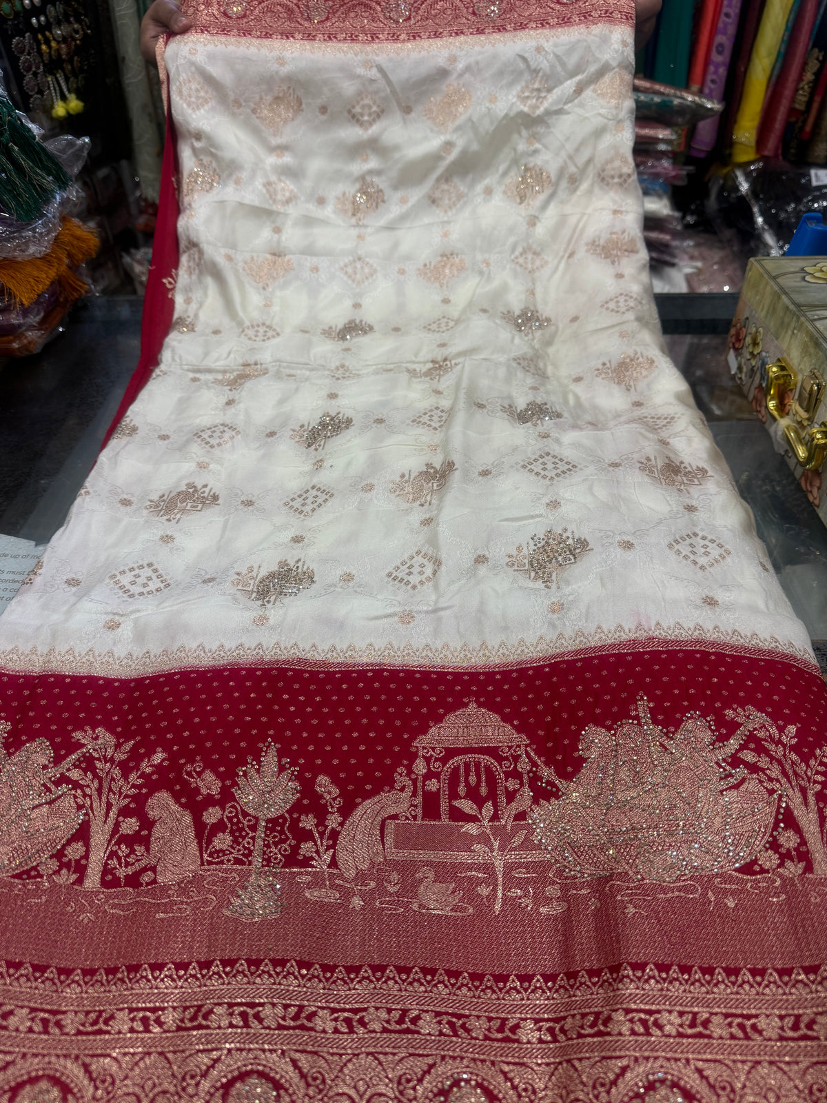 Beautiful designer silk saree with matching silk dupatta