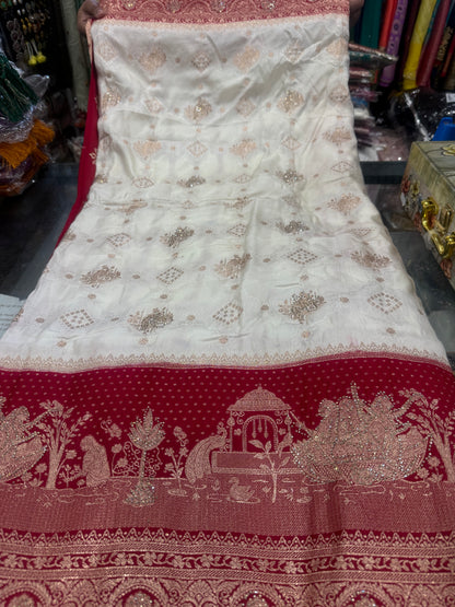 Beautiful designer silk saree with matching silk dupatta