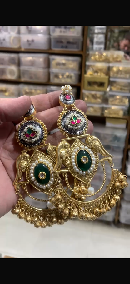 Beautiful designer brass based oversize earrings jhumki