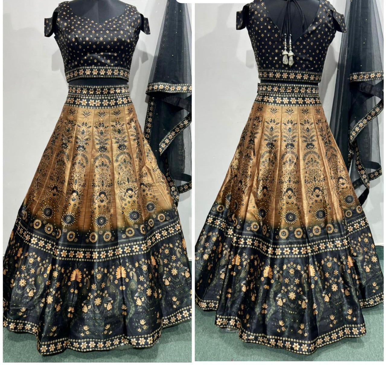 Beautiful designer digital print silk lengha choli