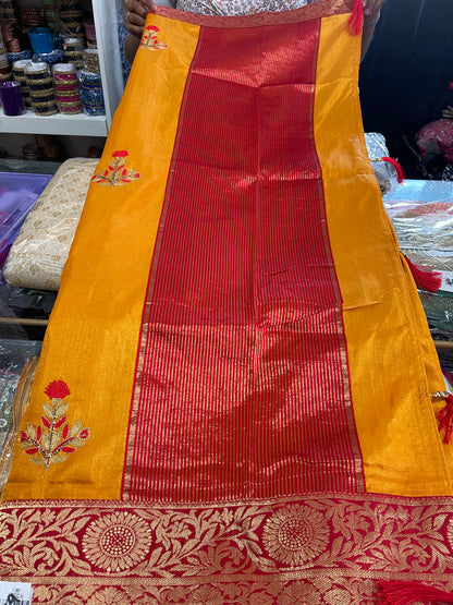 Beautiful designer embroidery silk saree