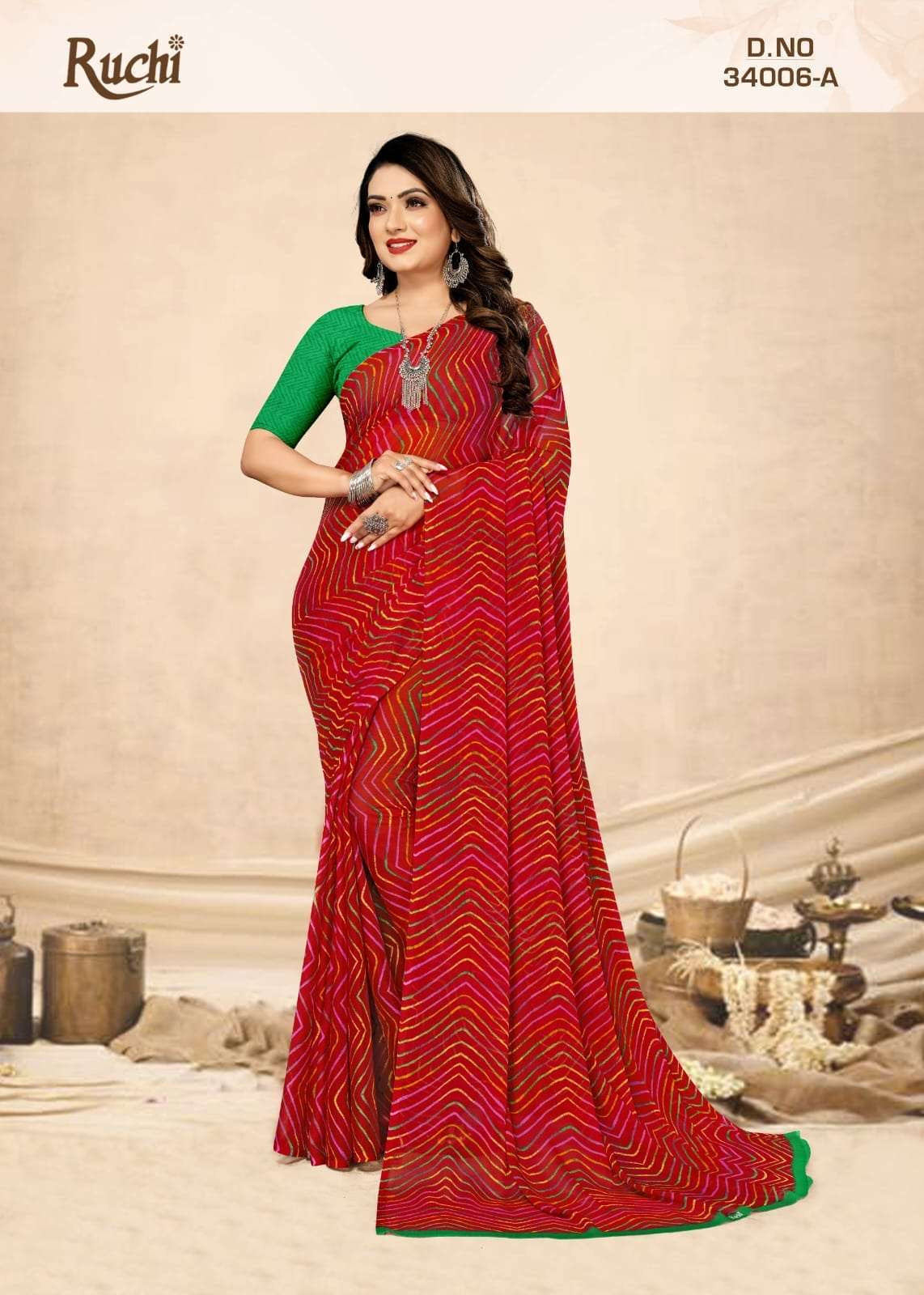 Beautiful designer chiffon lehriya saree