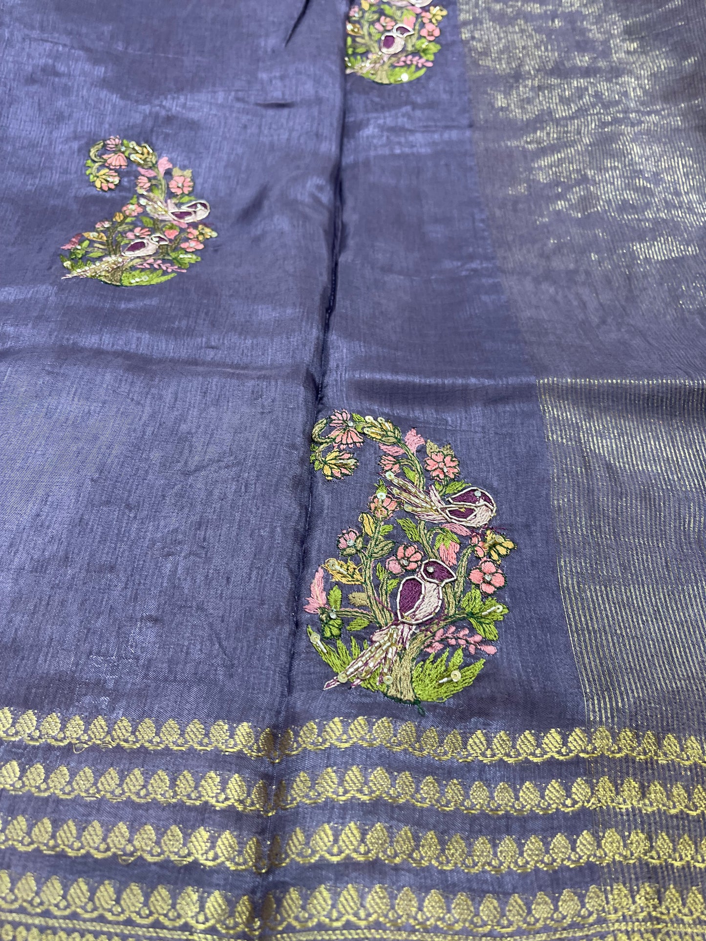 Beautiful designer hand work pure silk saree