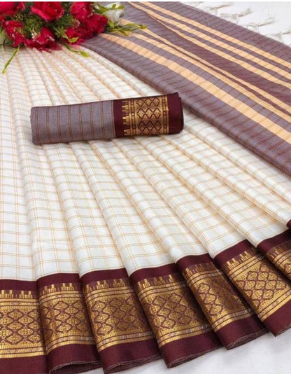 Beautiful designer chettinad checked silk saree