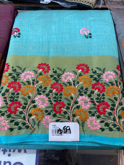 Beautiful designer embroidery silk saree