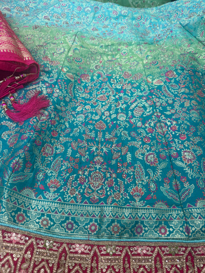 Beautiful designer semi stitch silk lengha