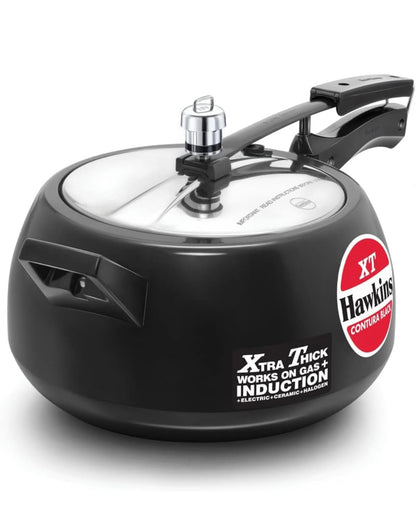 Hawkins Contura Black XT 5 Litre Inner Lid Pressure Cooker, Hard Anodised Cooker, Induction Cooker, Handi Cooker, Black (CXT50)