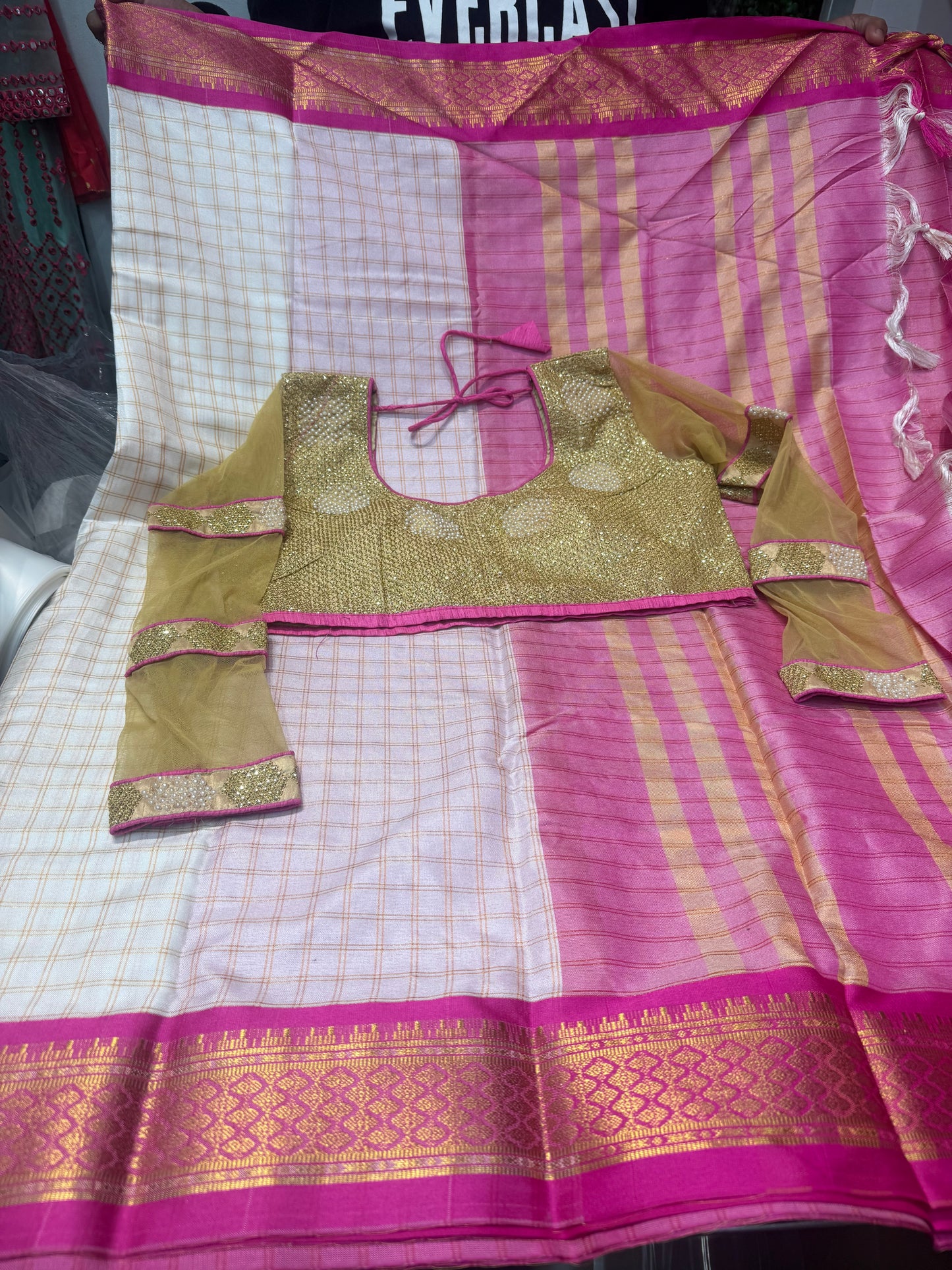 Beautiful designer saree with readymade blouse
