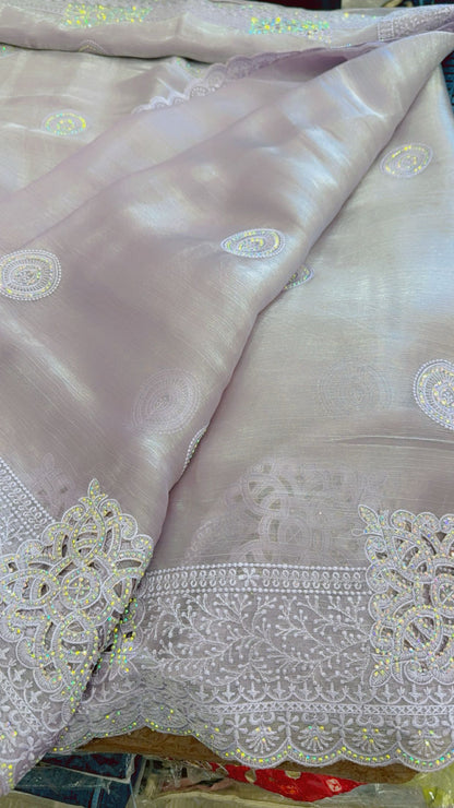 Beautiful designer cut work embroidered saree