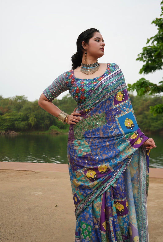 Beautiful designer multicolor saree