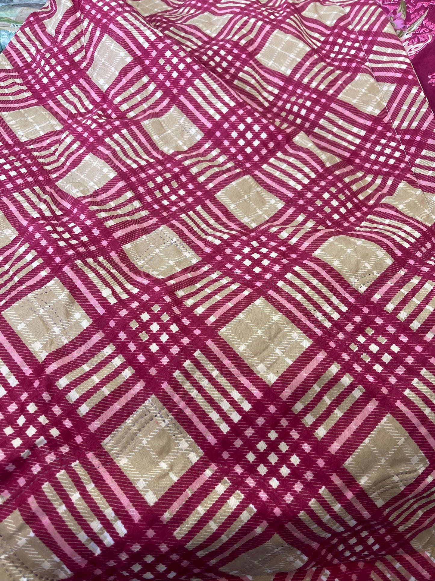 100% Cotton Reversible Dohar Double Bed, Soft Lightweight Bed Blanket, AC Dohar Blanket for Summers/Winter (Size 84 inch by 88 inch, Pink Blossom)