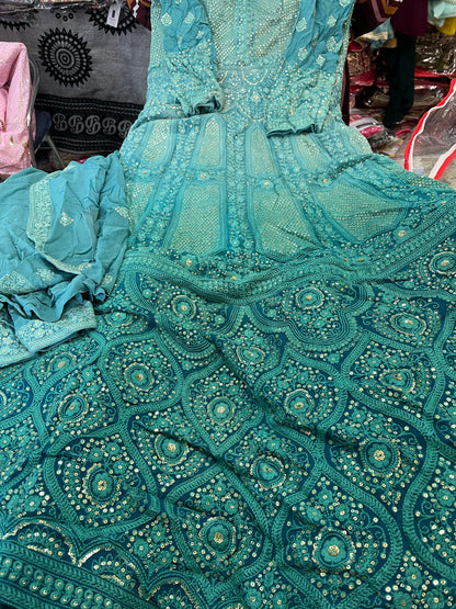 Beautiful designer lucknowi embroidered anarkhali