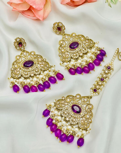 Beautiful designer polki earring tikkah/bindi