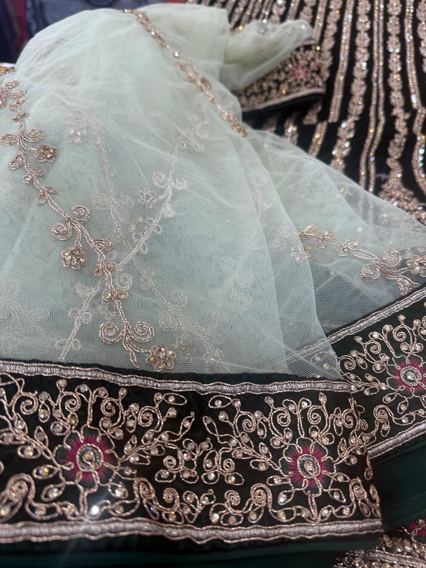 Beautiful designer bridal velvet unstitched lengha